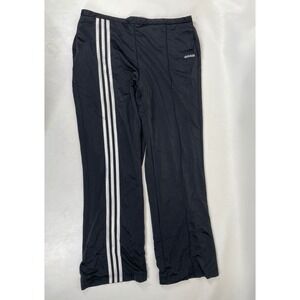 Adidas Mens XL Black White 3 Stripe Wide Leg Track Pants Athletic Trousers